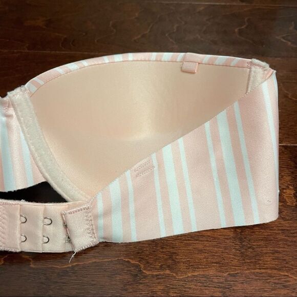 NWT Isaac Mizrahi Strapless Pink and White Striped Bra Size 34C - Picture 5 of 7